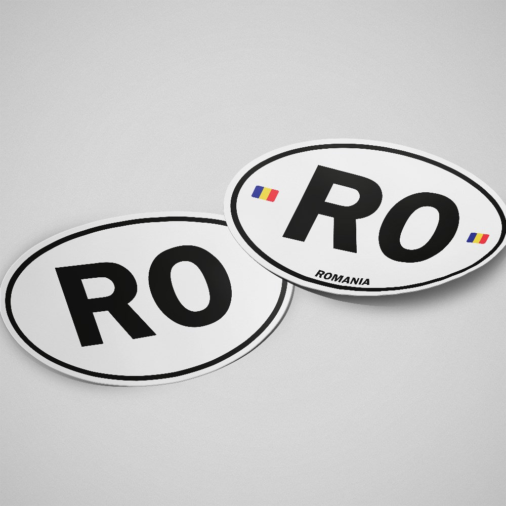 Romania Sticker Oval White Waterproof for Water Bootle, Car, Laptop, Helmet etc..