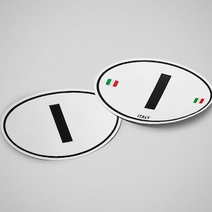 Italy Sticker Oval White Waterproof for Water Bootle, Car, Laptop, Helmet etc..