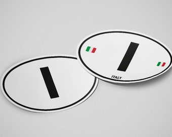 Italy Sticker Oval White Waterproof for Water Bootle, Car, Laptop, Helmet etc..