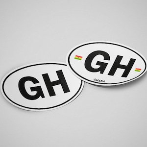 Ghana Sticker Oval White Waterproof for Water Bootle, Car, Laptop, Helmet etc..