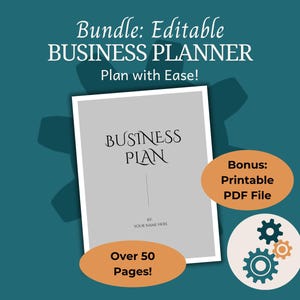 Small Business Plan Template, Business Planner Proposal, Start Up Workbook, Business Plan Analysis, Canva, Word, Side Hustle, EDITABLE Plan