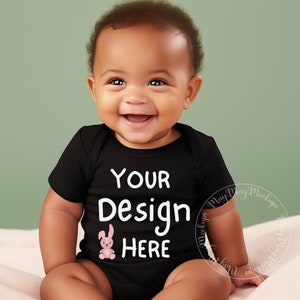 Bella Canvas Black Baby Bodysuit Baby Romper Mockup 100b Mock up Infant Bodysuit Baby Boy Black Mock up