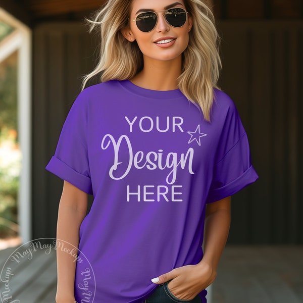 Bella Canvas 3001 Team Purple, 3001 Bella Canvas Mockup Female, Bella Tshirt Mockup, 3001 Mock Up,  Bella Team Purple Mockup, Tee Shirt