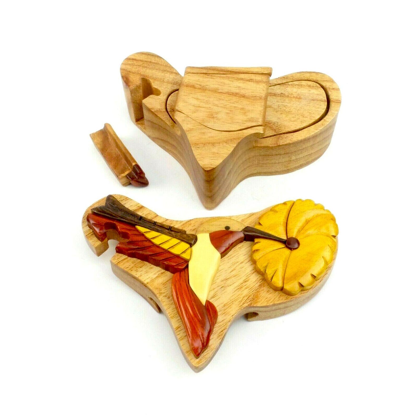 Round Hummingbird Wooden Puzzle - Vibrant Floral Design (M-paper box-H160) main image 0
