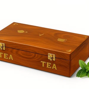 Handcrafted Rosewood Tea Storage Box with Brass Inlay, 8-Compartment, Artisan Made from South Asia