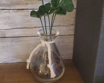 Lucky Teardrop Glass Bottle with Authentic Amber Seaglass & Shamrocks