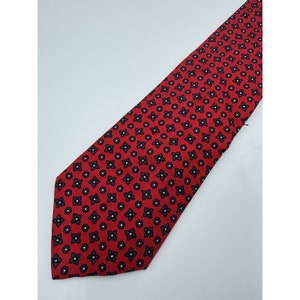 Kenneth Gordon Red Blue Geometric VTG Designer Ties Silk Mens Necktie Classic