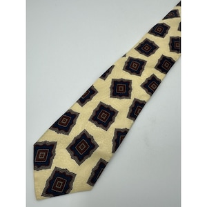 John Ashford Cream Abstract GeometricVTG Designer Ties Silk Mens Necktie Classic