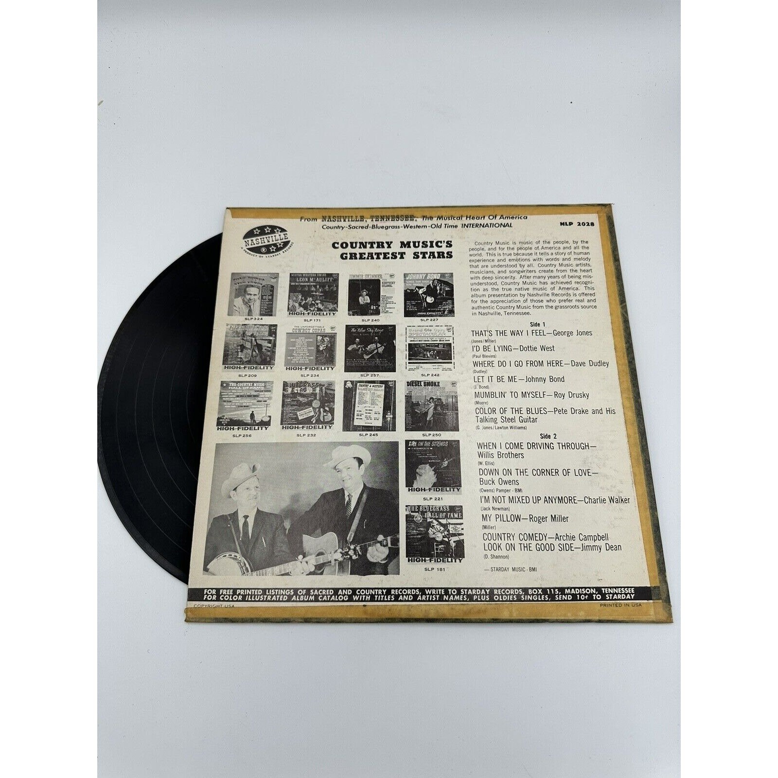Vintage Country Musics Greatest Stars Nashville Records LP Vinyl 33RPM Vintage Country Musics Greatest Stars Nashville Records LP Vinyl 33RPM
