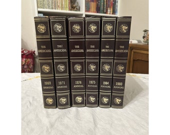 Vintage Decorative Books The Americana Annual Book Of Events Hardcover - 6 Books Homeschool History Reference Homeschooling Books