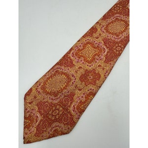 60s 70s Sears Mens Shop Orange Paisley Acid VTG Designer Ties Silk Mens Necktie