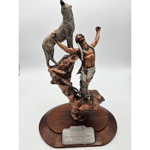 Vintage C.A. Pardell Legends Spirit Of The Wolf Bronze Sculpture Mixed Media 115/500