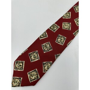 Talbott Studio Retro Squares Red Blk VTG Designer Ties Silk Mens Necktie Classic