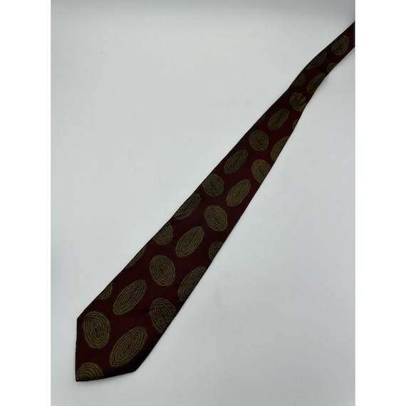 Andrew Fezza Fingerprints Maroon Gold Abstr VTG Designer Ties Silk Mens Necktie View 2