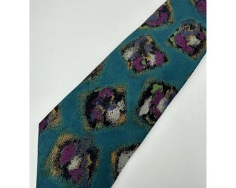 Countess Mara MintPurple Abstract 80s VTG Designer Tie Silk Mens Necktie Classic