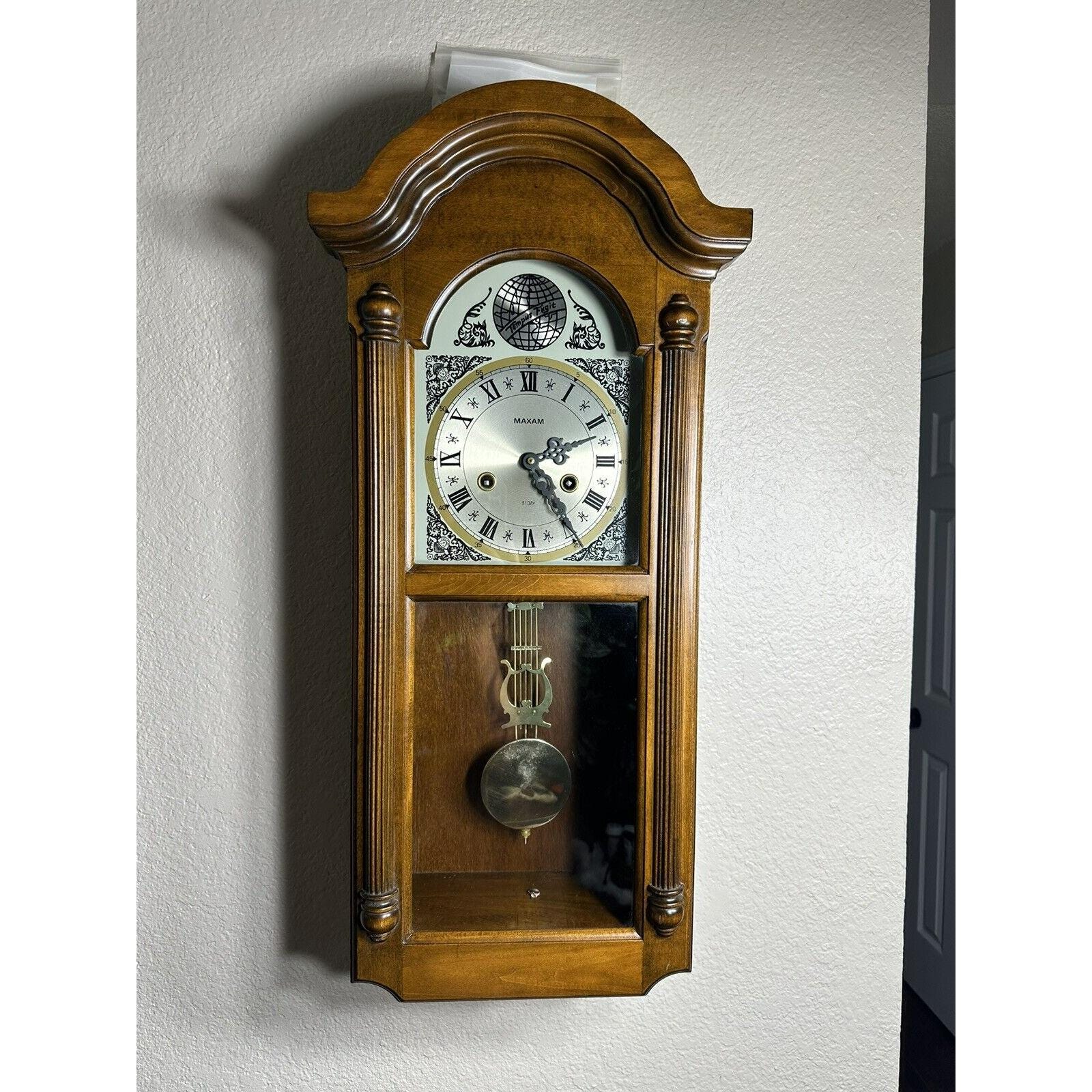 Maxam Tempus Fugit 31 Day Wall Clock With Key - For Parts or Repair
