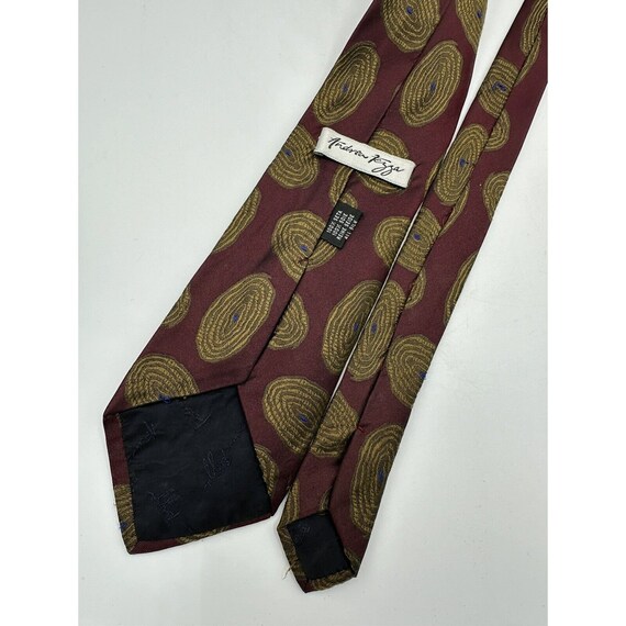 Andrew Fezza Fingerprints Maroon Gold Abstr VTG Designer Ties Silk Mens Necktie View 4