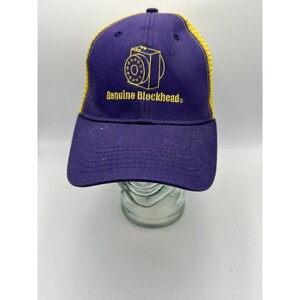 Mens Ball Cap Hat Baseball Genuine Blockhead Purple Yellow Adjustable VTG Trippy