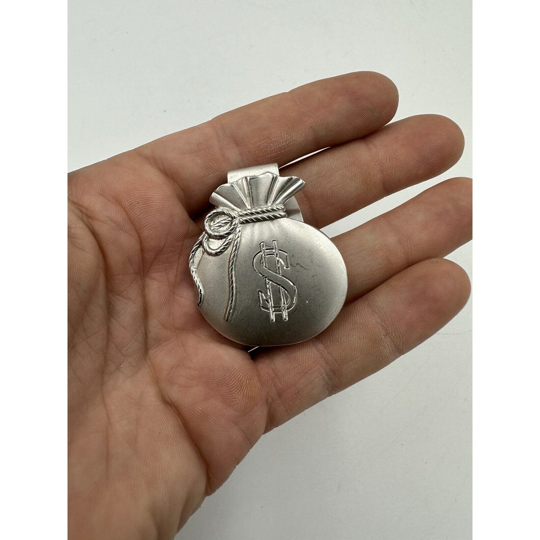 Vintage Money Clips Anson Silver Tone Money Bag Shaped Etsy