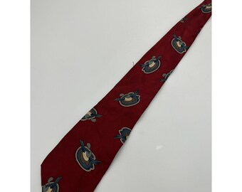 VTG Designer Ties Mens Silk Necktie 417 Van Heusen 90's Paint Palette Red Abstract