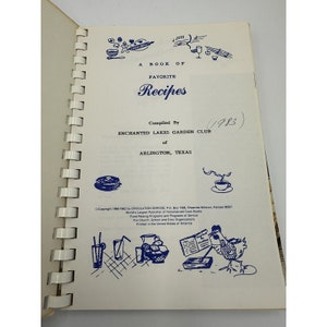 Vintage Spiral Bound Cookbook Enchanted Lakes Garden Club 1983 Arlington Texas