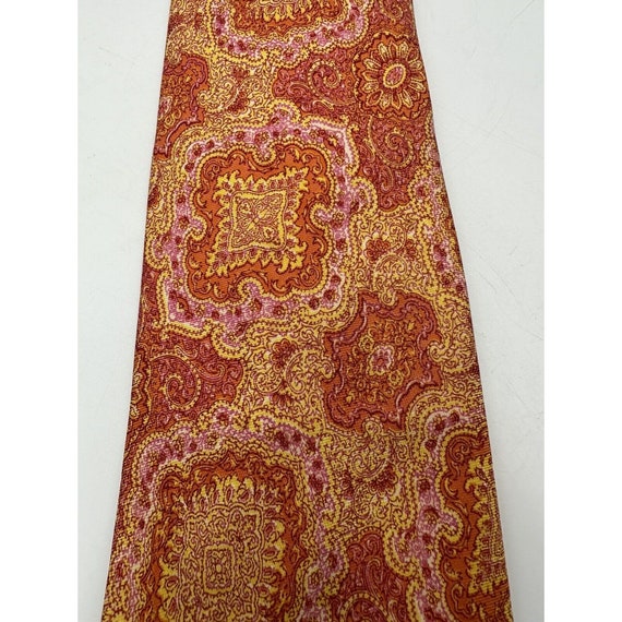 60s 70s Sears Mens Shop Orange Paisley Acid VTG D… - image 3