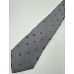 Alberto Zerra Gray Red Teardrop ITLY VTG Designer Ties Silk Mens Necktie Classic