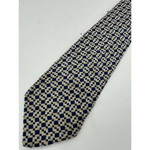 60s 70s Sears Mens Store Retro Blue White Knit VTG Designer Ties Polyester Mens Necktie