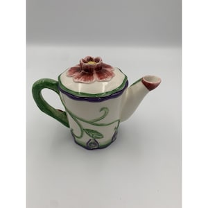 Vintage MWW Market Flower Floral Leafs Stem Mini Tea Pot Crazing Jar Creamer Jar  READ