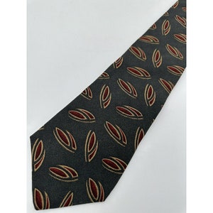 Geoffrey Beene Gray Red Abstract Geometric VTG Designer Ties Silk Mens Necktie