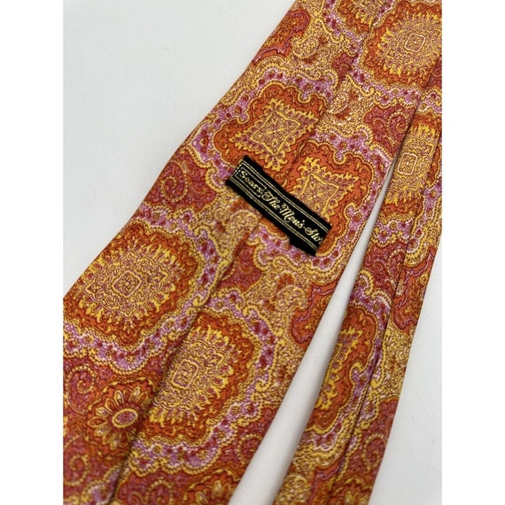 60s 70s Sears Mens Shop Orange Paisley Acid VTG D… - image 5