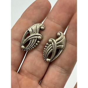 VTG Art Nouveau Danecraft Sterling Silver Screw Back Earrings Art Deco 20's 5g image 4