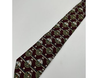 VTG Designer Ties Mens Silk Necktie Roundtree & Yorke Golfer Club Balls Kitschy