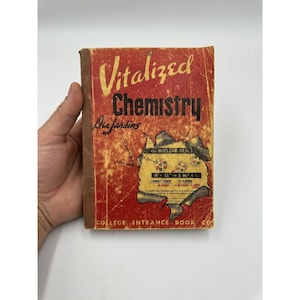 Vintage 1946 VITALIZED CHEMISTRY Des Jardins College Entrance Book Co. Retro Art