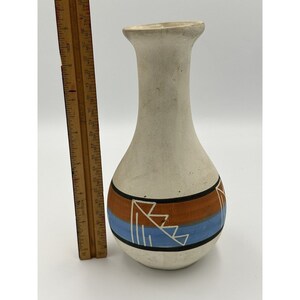 New Mexican Art Vase Adobe Art Ceramic Pottery Flower Vase Sign Gayla Sipirosio