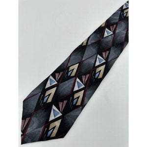 JT Beckett Retro Abstract Diamond Black Gold Y2K Designer Ties Silk Mens Necktie