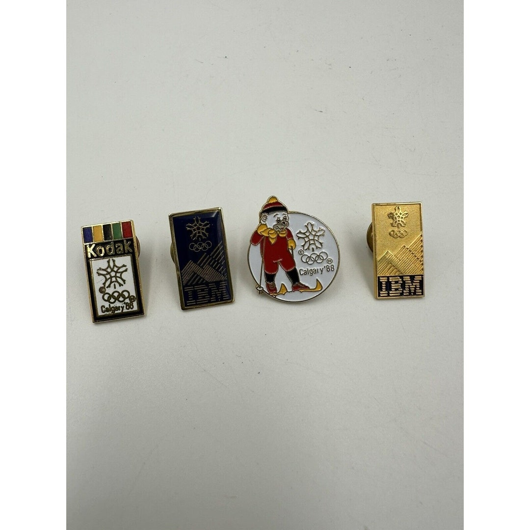 Vintage Olympic IBM Pinback Lot Made From 1979 to 1988 Calgary