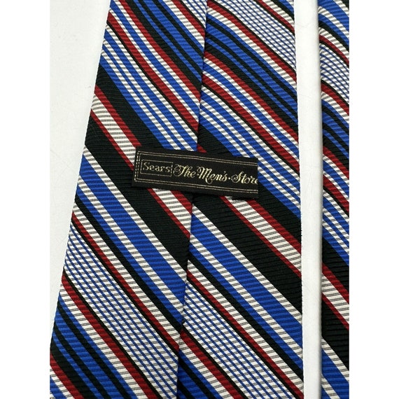 60s 70s Sears Mens Shop Blue Red Stripes VTG Desi… - image 5