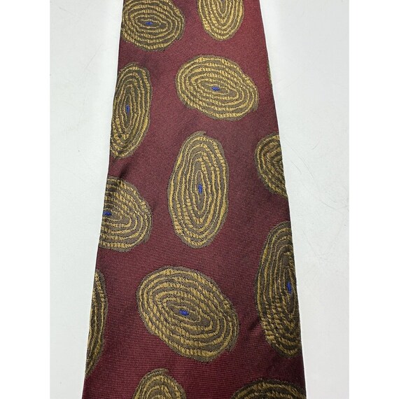Andrew Fezza Fingerprints Maroon Gold Abstr VTG Designer Ties Silk Mens Necktie View 3