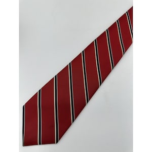 Jacques Pierre Red Black Stripes VTG Designer Ties Silk Mens Necktie Classic