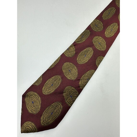 Andrew Fezza Fingerprints Maroon Gold Abstr VTG Designer Ties Silk Mens Necktie