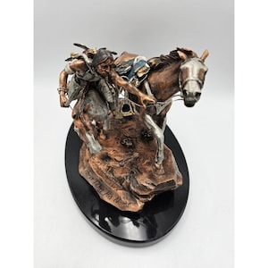 Vintage C.A. Pardell 1991 American Horse Legends Native Mixed Media Bronze Sculpture