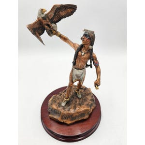 VTG C.A Pardell Legends Mixed Media Bronze Sculpture Keeper of Eagles 324/2500