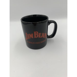 Vintage Jim Beam Kentucky Bourbon Coffee Cup Mug 10oz Ceramic Black and Red