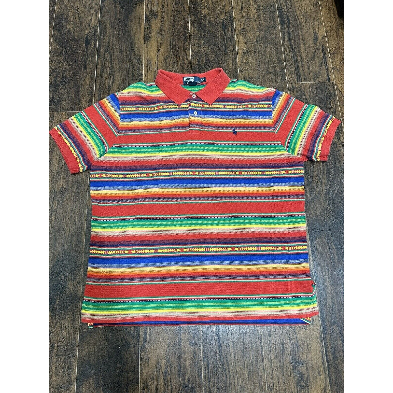 Ralph Lauren Polo Shirt 2XL Striped Polo Colorful Aztec New
