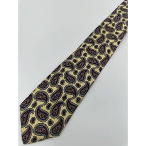Bert Pulitzer Cream Blue Paisley VTG Designer Ties Silk Mens Neck Tie Classic