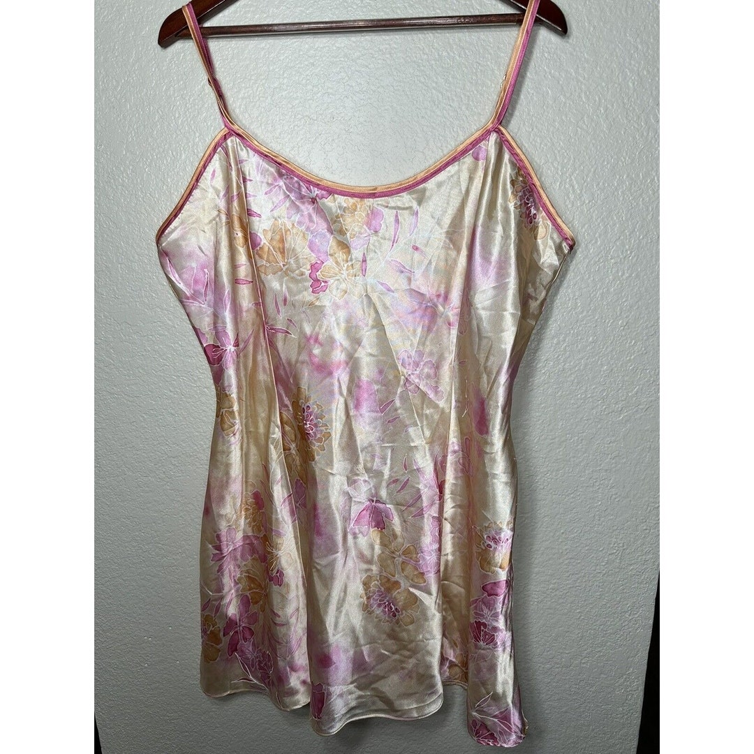 Vintage Delicates Women's Floral Cream XL Slip Lingerie Dress Dainty