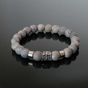 Bracelet, men&#39;s pearl bracelet, natural stone pearls, elastic bracelet, gift ideas for men, bracelet, agate, gray men&#39;s bracelet
