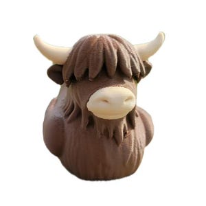 3D Printed Highlander Cow Duck Figure - Jeep & Cruise Decor
