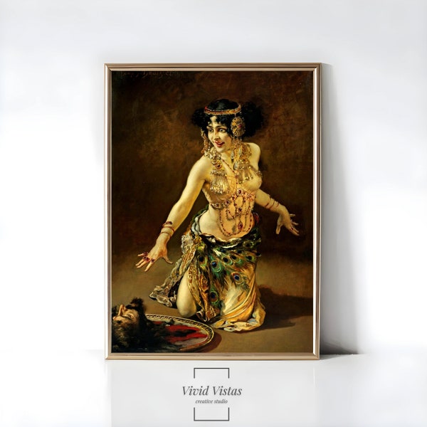 Female Rage Art Salome's Dance by Leopold Schmutzler Print Elegant Victorian Portrait Vintage Romantic Art Classic Dance Digital Download